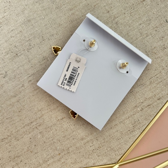 NWT Kendra Scott Monica Gold Statement Earrings in Brown Mix - Picture 3 of 3